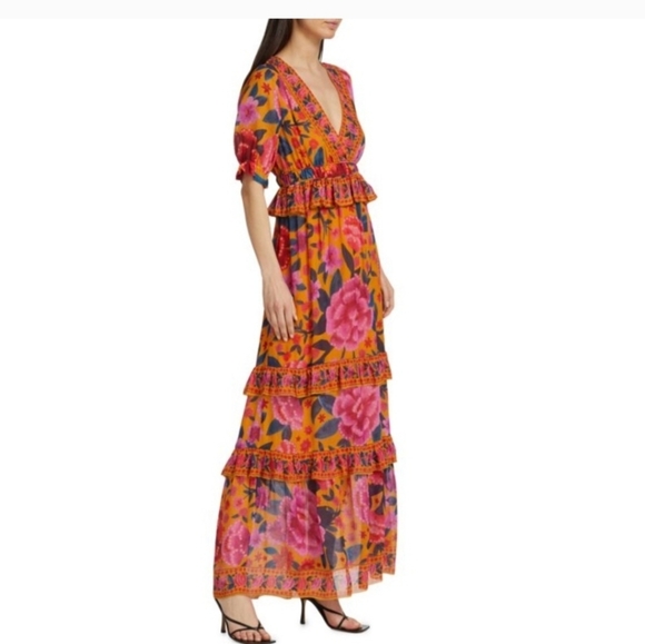 FARM RIO S Floral V-Neck Maxi Dress - Multicolor - Picture 9 of 9